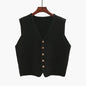 Women Sleeveless V-neck Button Down Knitted Vest Cardigan - www.Shopthatapp.com