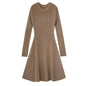Autumn Winter Round neck Slim fit Mini Flared Sweater Dress - www.Shopthatapp.com