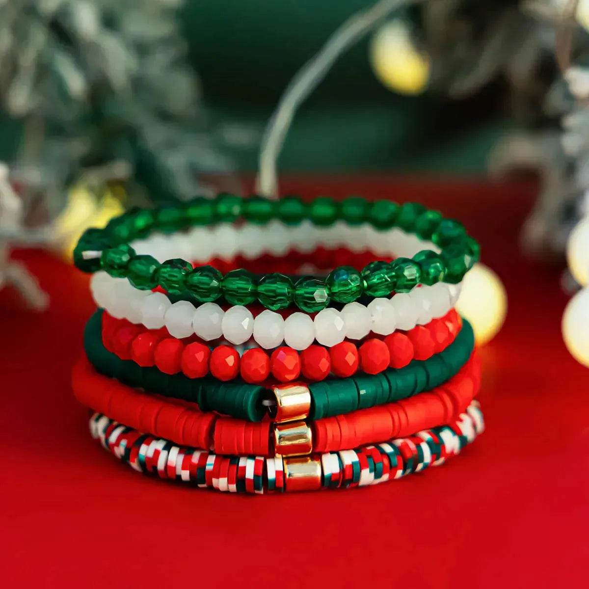 Christmas Polymer Clay Color Bracelet set  Xmas gift idea - www.Shopthatapp.com