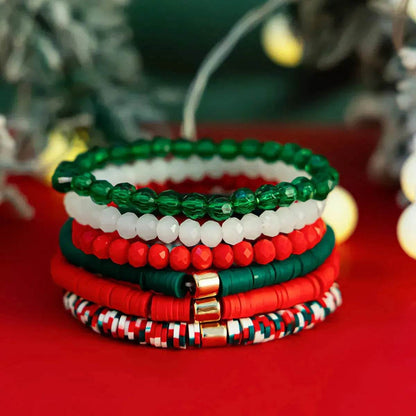 Christmas Polymer Clay Color Bracelet set  Xmas gift idea - www.Shopthatapp.com