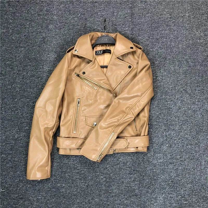 Women Fashion Leather Long sleeve Jacket - www.Shopthatapp.com