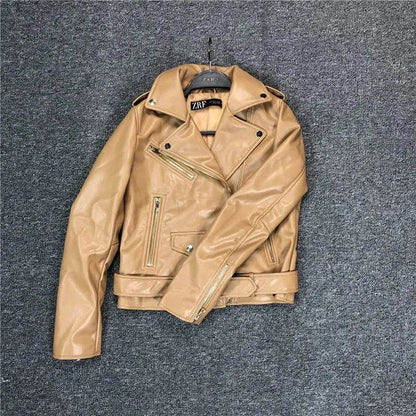 Women Fashion Leather Long sleeve Jacket - www.Shopthatapp.com