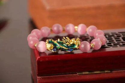 3D Gold Plated PiXiu Crystal Beaded Bracelet - www.Shopthatapp.com