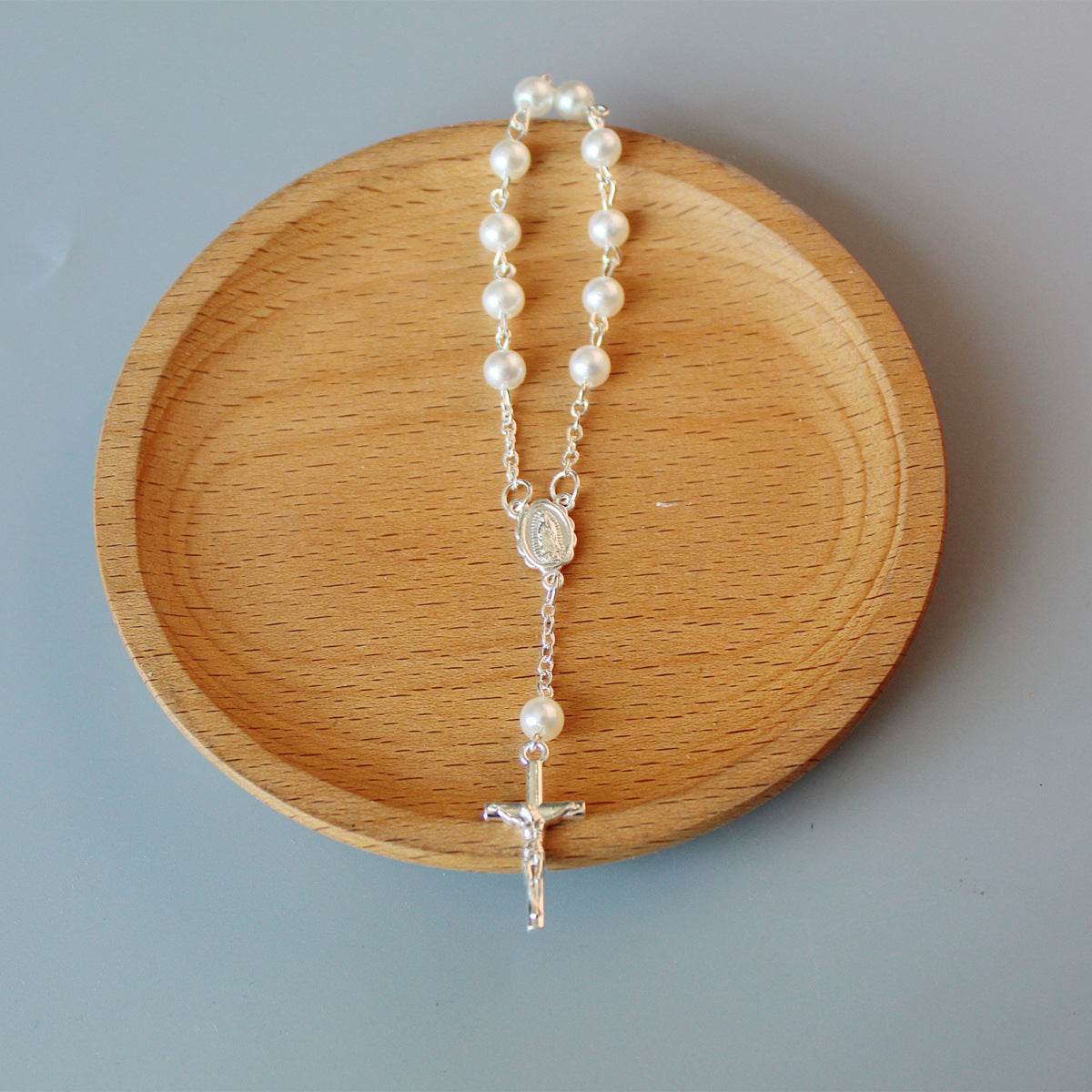 Beads Pearl Cross Full Moon Blessing Bracelet Fashion Jewelry - www.Shopthatapp.com