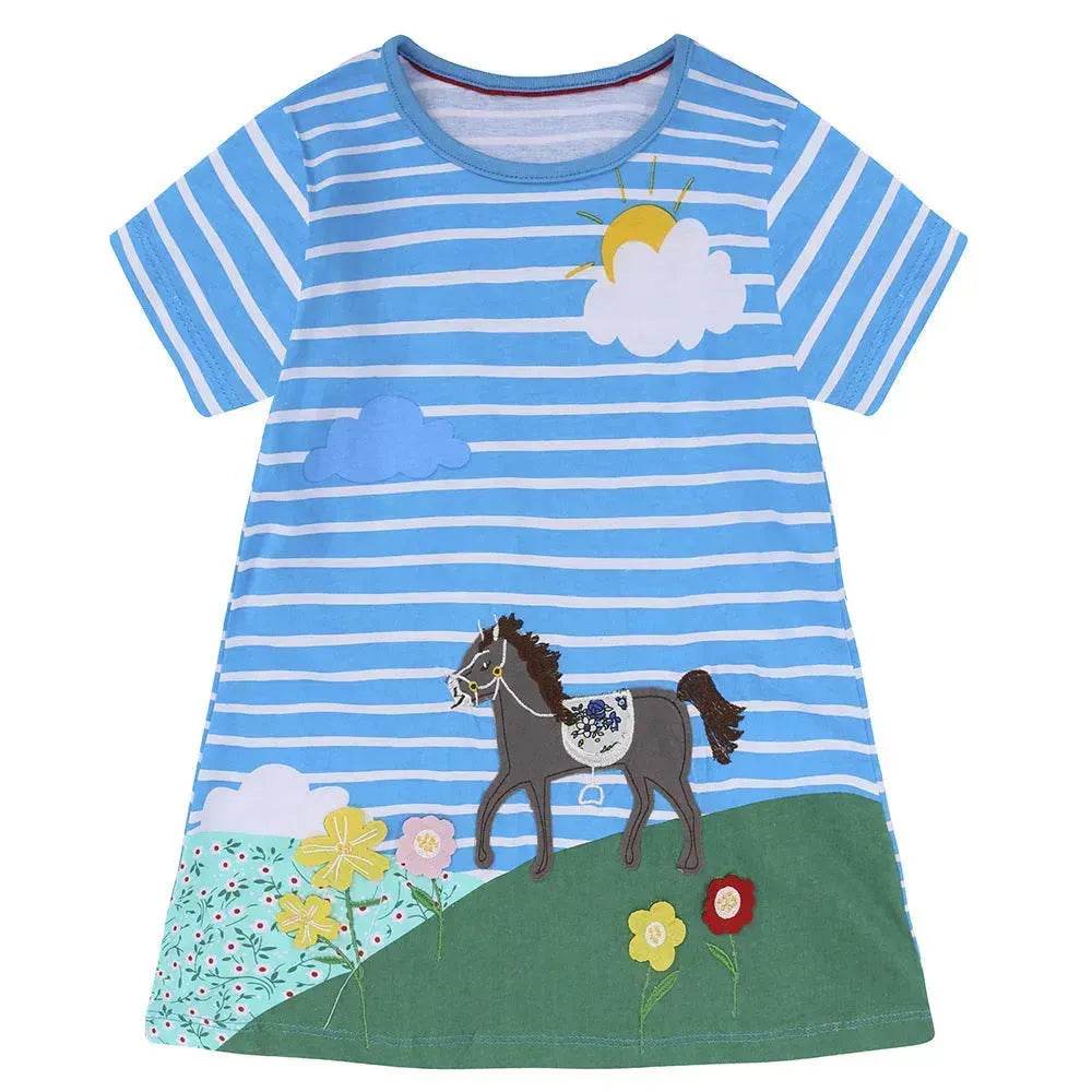Casual Girls' Skirt gown  Cartoon Printed Cotton Dress for kids - www.Shopthatapp.com