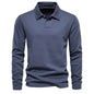 Fashion Plain Lapel Long-sleeved Polo Shirt Men's Casual Autumn Polo sweatshirt - www.Shopthatapp.com