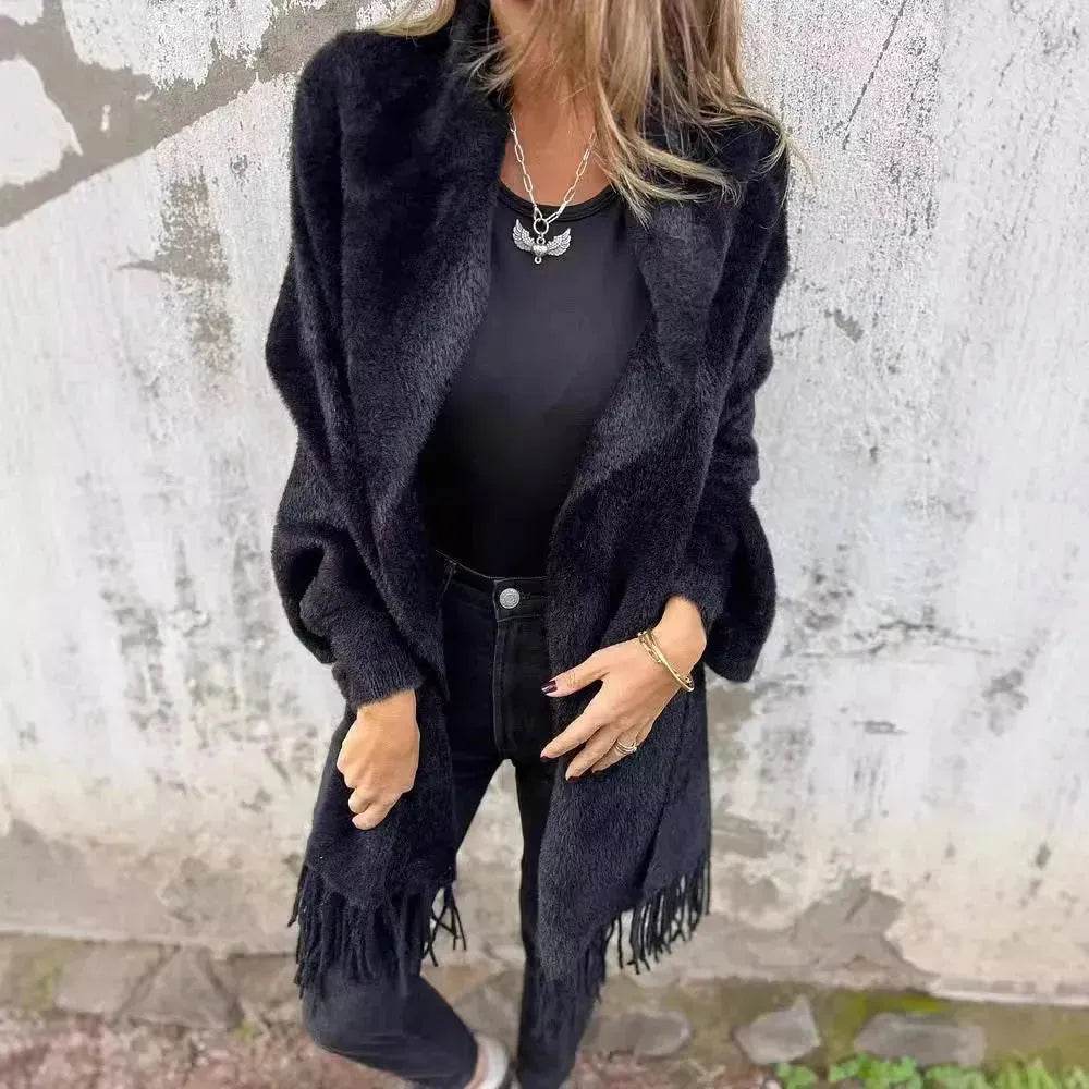 Women's  Cashmere Tassel Knitted Batwing Sleeve Kimono Cardigan Jacket Outwear - www.Shopthatapp.com