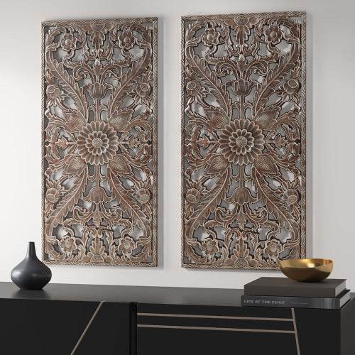 Distressed Carved Wood 2-piece Wall Decor Set - www.Shopthatapp.com