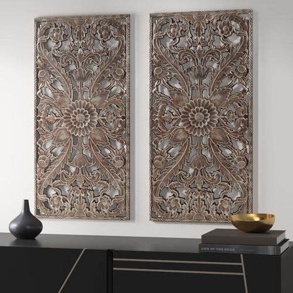 Distressed Carved Wood 2-piece Wall Decor Set - www.Shopthatapp.com