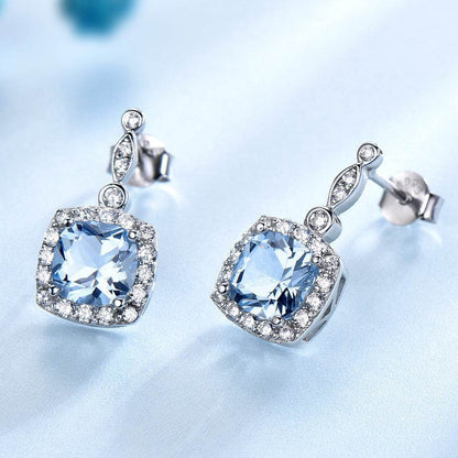 Blue Topaz Birthstone Set – 925 Sterling Silver Jewelry - 4 Piece Set - www.Shopthatapp.com