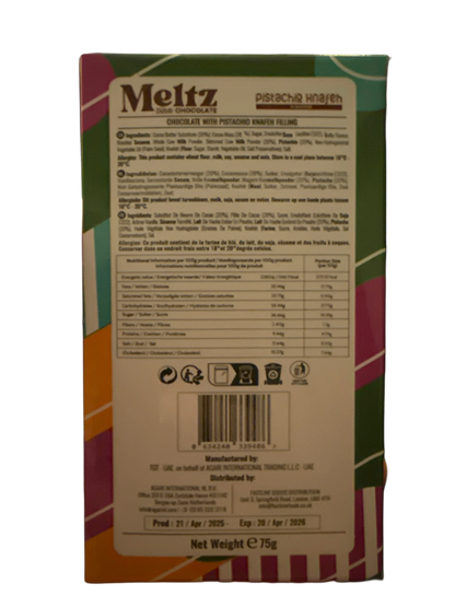 Meltz Dubai Chocolate Pistachio Knafeh Flavour 75G - Dubai Edition - www.Shopthatapp.com