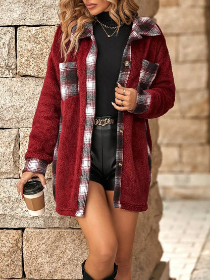 Plaid Woolen Coat Fashion Lapel Single-breasted Mid-length Coat Women's Clothing - www.Shopthatapp.com