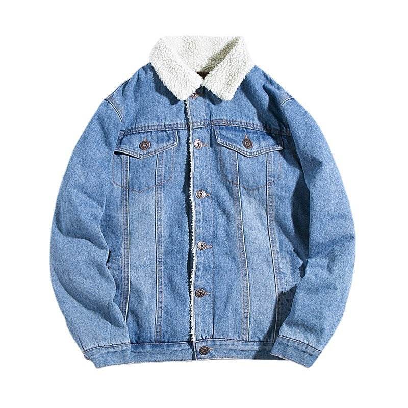 Winter Fleece-lined Denim Coat For Men Thickened Jeans jacket - www.Shopthatapp.com
