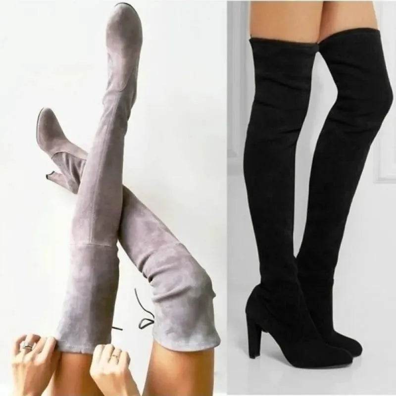 Black Knee High Boots For Women Shoes High Heel Long Boots - www.Shopthatapp.com