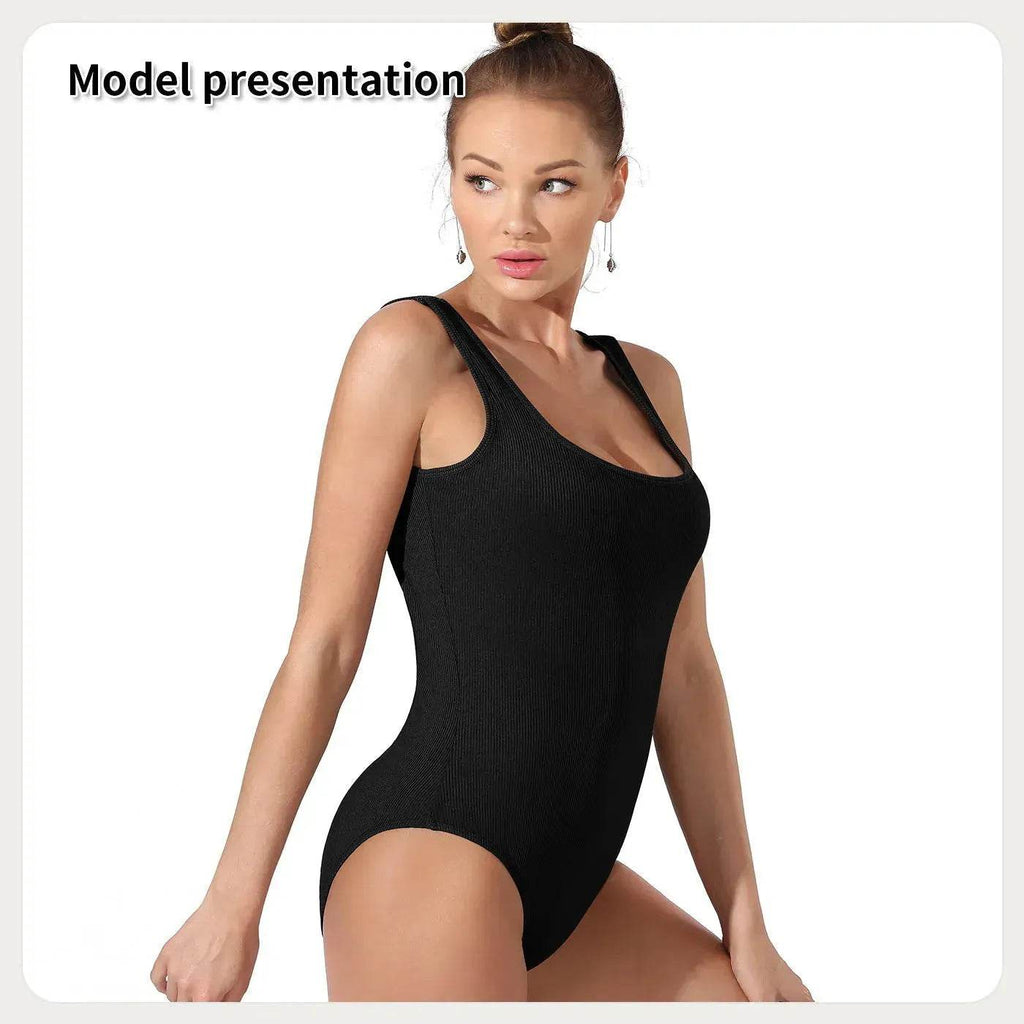 One piece Full body shaper Sleeveless Square neckline Bodysuit - www.Shopthatapp.com