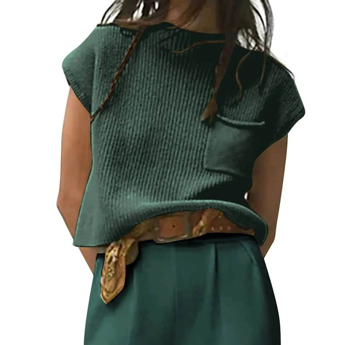 Women Knitted short Sleeve Pullover Tops for women - www.Shopthatapp.com