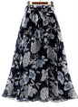 Women Formal Work Office High Waist Floral Midi Big Swing Chiffon Skirt - www.Shopthatapp.com