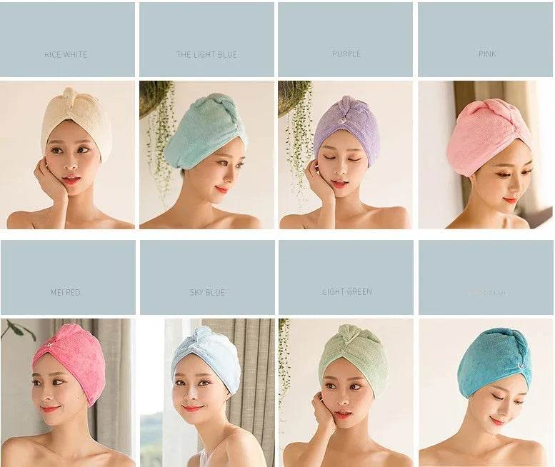 Women's Microfiber Hair Dryer Cap Absorbent Hair Towel. - www.Shopthatapp.com