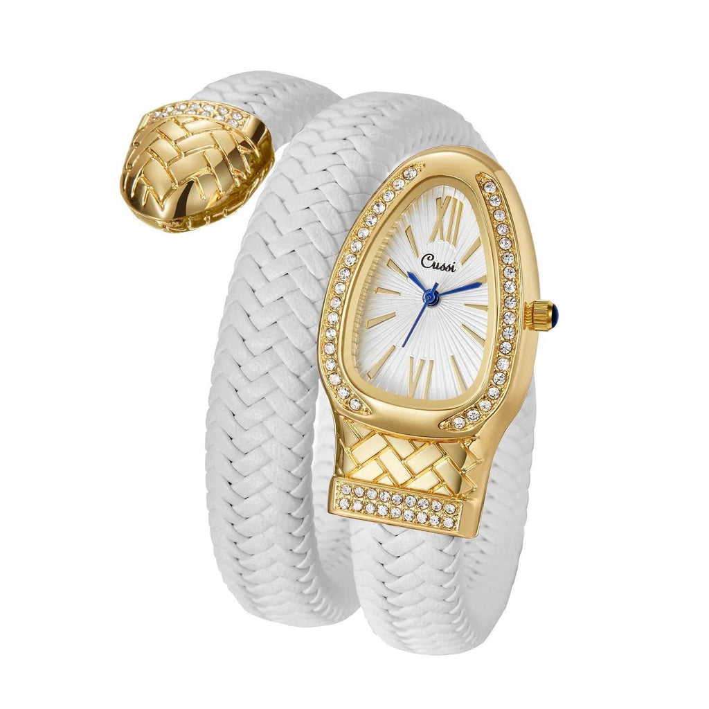Snake Watch Fashion,  Quartz Watch With Diamond Leather Strap - www.Shopthatapp.com