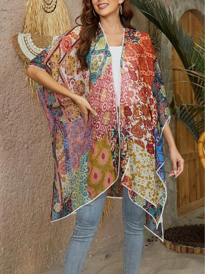 Spring Summer Printed Sun Protection Beach Kimono Cardigan Blouse top Women - www.Shopthatapp.com