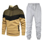 2pcs Winter Fashion Stitching Suit Outdoors Sports Suit Men's Sweatsuit Hoodie Outfit set - www.Shopthatapp.com