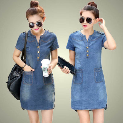 Casual  Denim Fashion Mini Jeans dress - www.Shopthatapp.com
