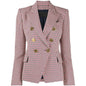 Houndstooth Small Jacket Women Long-Sleeved Double-Breasted Plaid Blazer - www.Shopthatapp.com