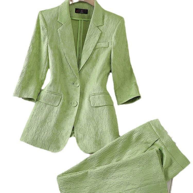 Half Sleeve Blazer And Pant Suit Ladies Women Female Jacket pant suit for women - www.Shopthatapp.com