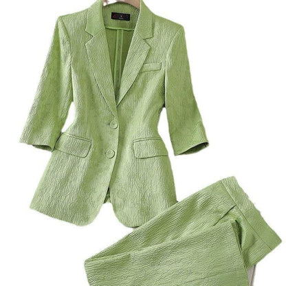 Half Sleeve Blazer And Pant Suit Ladies Women Female Jacket pant suit for women - www.Shopthatapp.com
