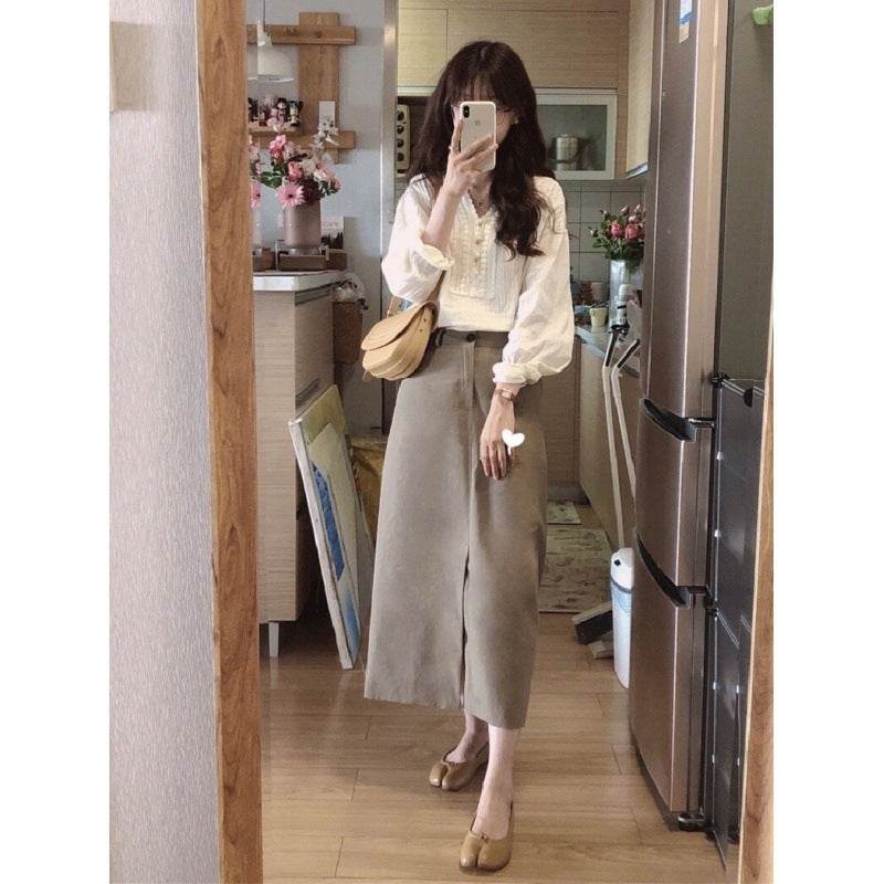 Unique Chic V-neck Long-sleeved Linen blouse top women - www.Shopthatapp.com
