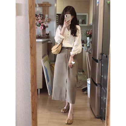 Unique Chic V-neck Long-sleeved Linen blouse top women - www.Shopthatapp.com
