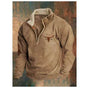 Long Sleeved Half Zippered Printed Casual Pocket Pullover Half Zipper Sweatshirt - www.Shopthatapp.com