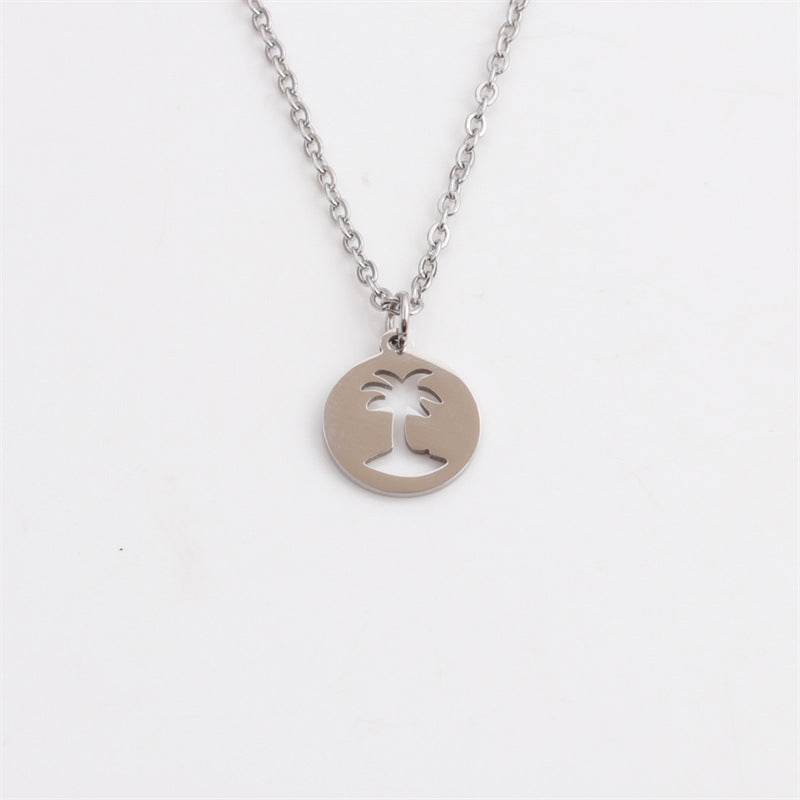 Titanium Steel Hollow Coconut Tree Pendant Neck Accessories Unisex - www.Shopthatapp.com