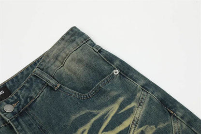 Washing Indentation Denim Bootcut Jeans Pants Men - www.Shopthatapp.com