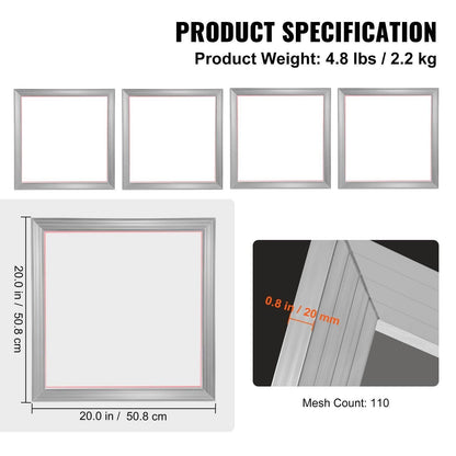 Screen Printing Kit, 4 Pieces Aluminum Silk Screen Printing Frames - www.Shopthatapp.com