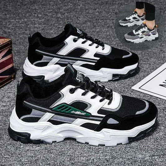 Black White Lace-up Sneakers Men Outdoor Breathable Casual Mesh Shoes Lightweight Running Sports Shoes - www.Shopthatapp.com