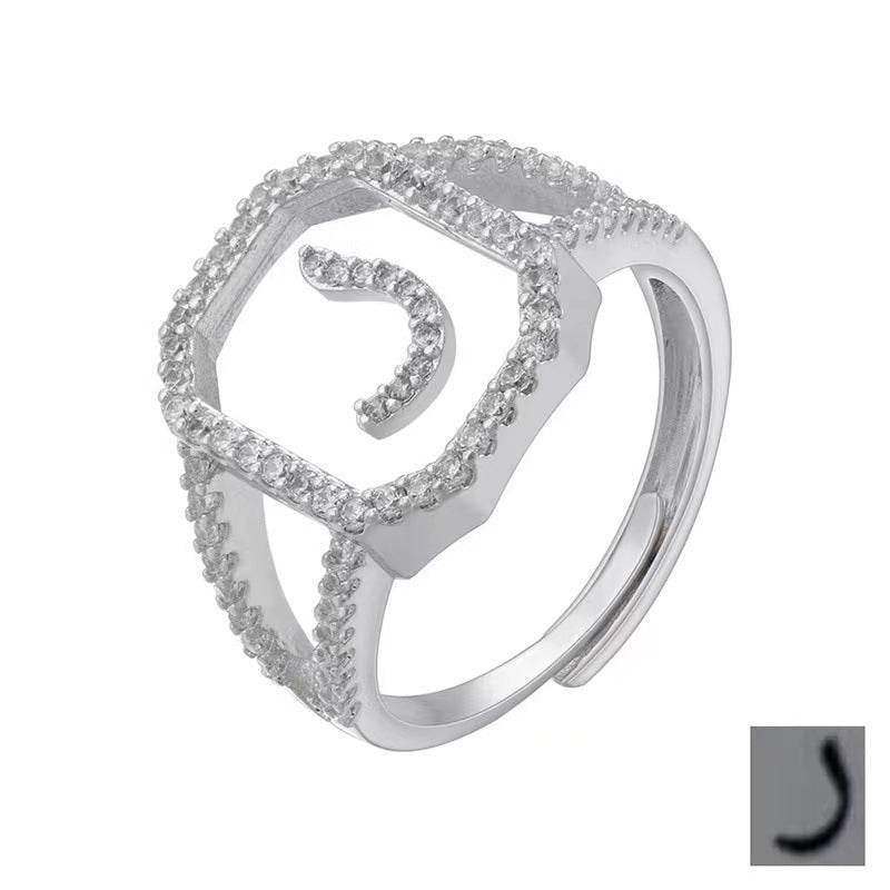 Fashion Micro Inlaid Zircon Arab Letters Ring for women - www.Shopthatapp.com