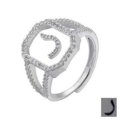 Fashion Micro Inlaid Zircon Arab Letters Ring for women - www.Shopthatapp.com