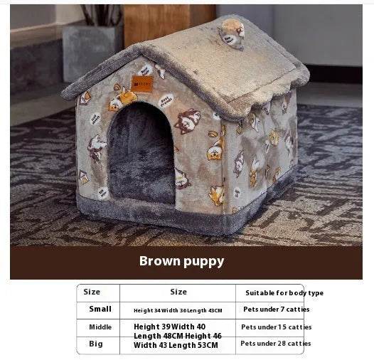 Foldable Dog House Pet Cat Bed Winter Dog Villa Sleep Kennel Removable Nest Warm Enclosed Cave Sofa Pets Supplies - www.Shopthatapp.com