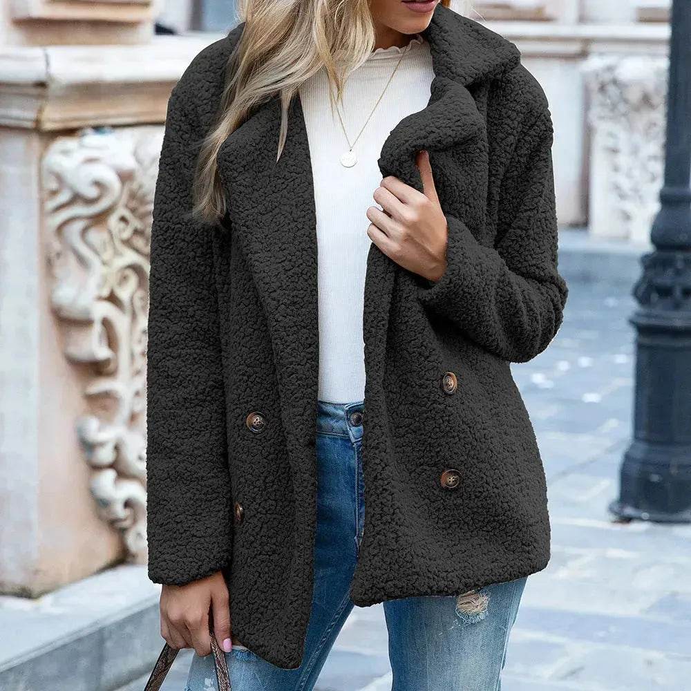 Lapel Winter Fleece Fluffy Jacket Cardigan Sweater for women - www.Shopthatapp.com