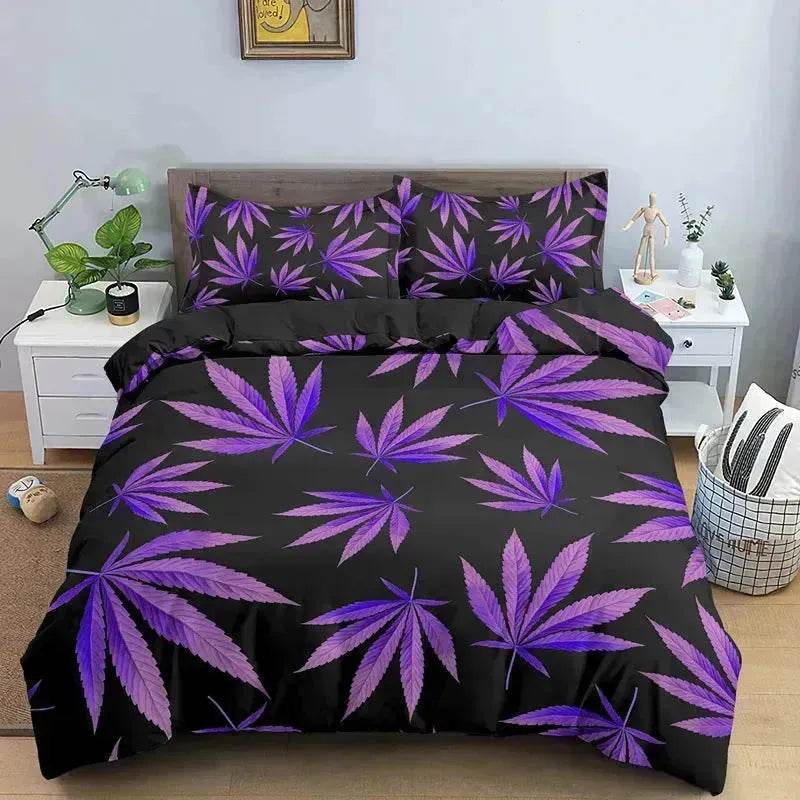 Colorful Psychedelic Weed Leaf Bedding Set - www.Shopthatapp.com