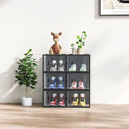 Black, Big Size, 6PCS, 36x28x21cm, Shoe Box, Plastic Mesh, Freely Combinable