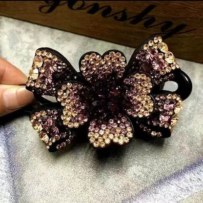 Elegant Rhinestone Barrette Flower Hair Clip - www.Shopthatapp.com