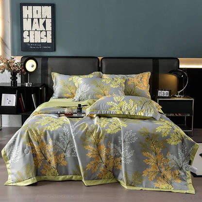 Printed Washed Tencel Summer Cooling Duvet Four-piece Set - www.Shopthatapp.com
