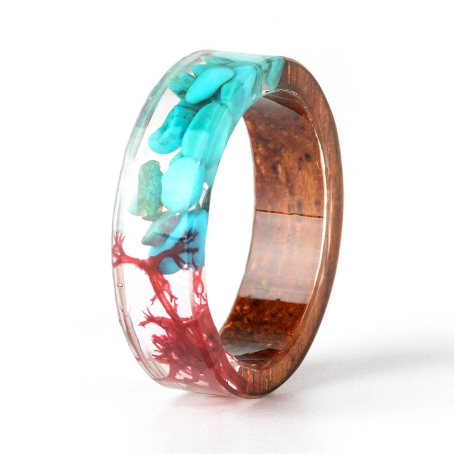 Handmade DIY romantic dry flower Real wood resin ring gold / silver paper inside ring women wedding party ring gifts for the lover - www.Shopthatapp.com