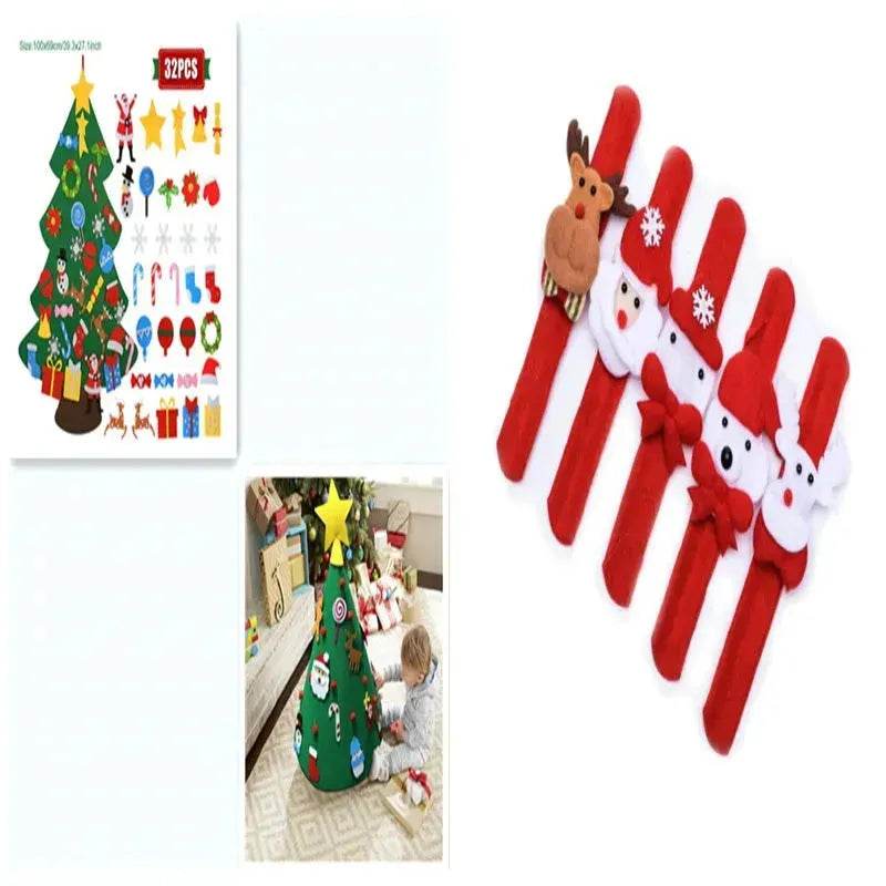 DIY Felt Christmas Tree New Year Toddler Kids Handmade Gift Toys Door Wall Hanging Ornaments Holiday Party Home Decor Set - www.Shopthatapp.com
