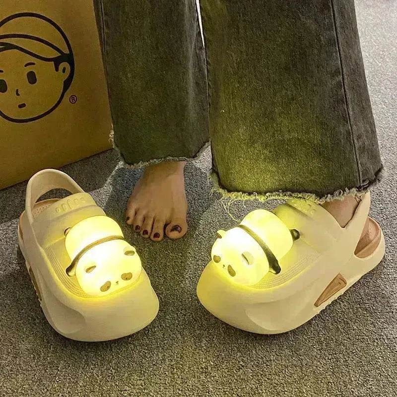 2025 Cute Slipper With Panda Lamp Summer Croc Sandals Femme Light Funny Woman Casual Home Slippers Shoes - www.Shopthatapp.com