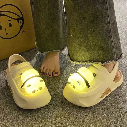 2025 Cute Slipper With Panda Lamp Summer Croc Sandals Femme Light Funny Woman Casual Home Slippers Shoes - www.Shopthatapp.com
