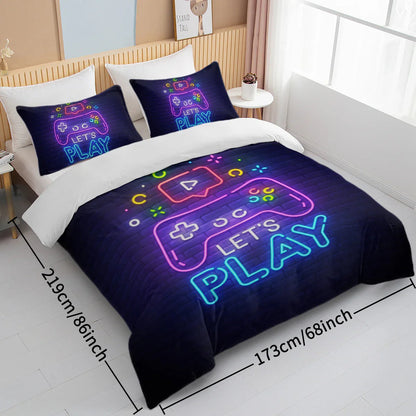 Gaming Duvet Cover Set Twin Full Queen King Size Video Game Controller Bedding Set, Boys Video Games Comforter Cover With 2 Pillow Shams, Bed Set For Boys Girls Bedroom Decor - www.Shopthatapp.com