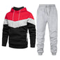 2pcs Winter Fashion Stitching Suit Outdoors Sports Suit Men's Sweatsuit Hoodie Outfit set - www.Shopthatapp.com